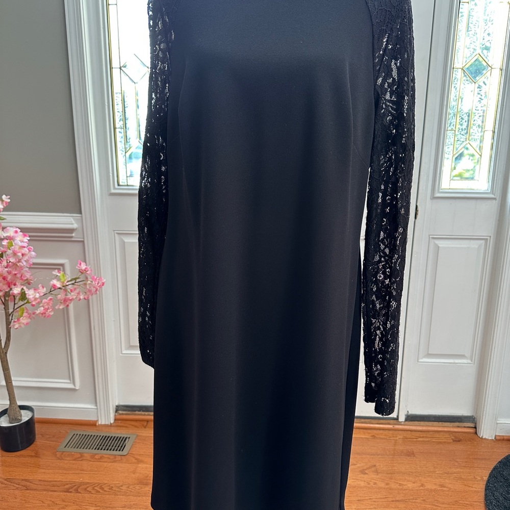 Tommy Hilfiger Black Lace & Knit Women's Dress